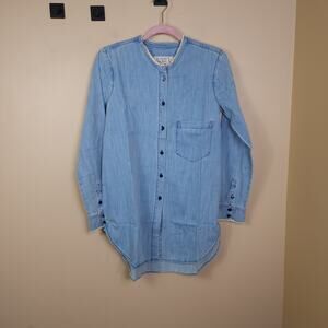 Sandrine Rose Light Wash Mandarin Shirt Size M